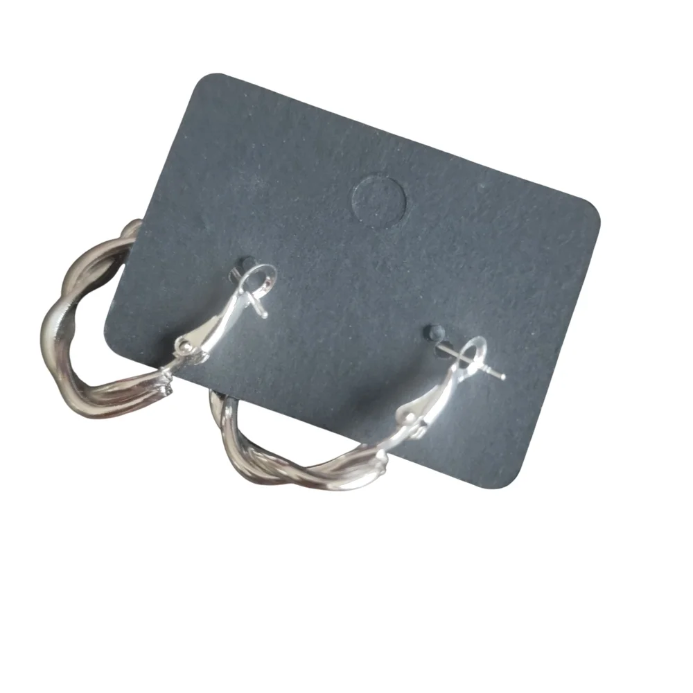 Chic Twisted Silver Hoop Earrings
